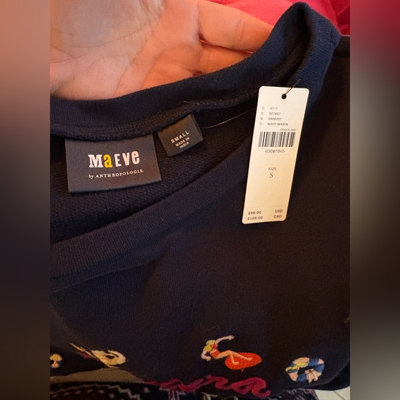 Anthropologie Maeve Beach Embroidered Sweatshirt Tee Size S - Picture 12 of 14